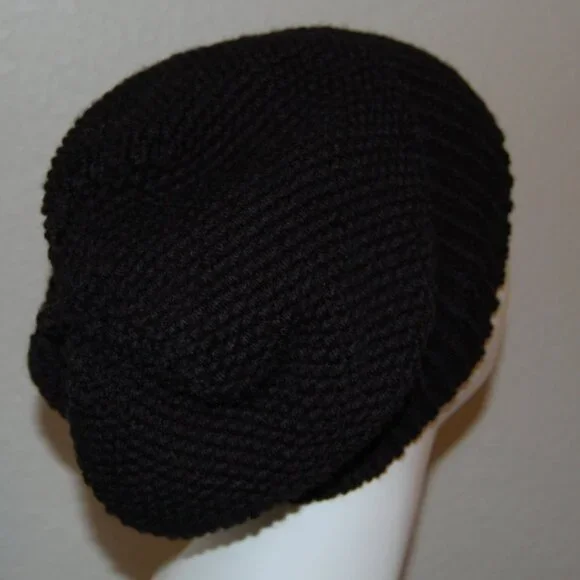NEW Handmade Black Beret Hat, Women Size M/L - Picture 7 of 9